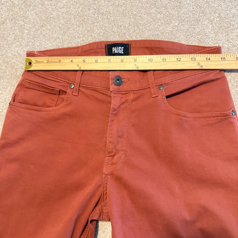 PAIGE Normandie Pants Men 30 Slim Straight Leg Made in USA Rust Burnt Orange - Picture 4 of 11